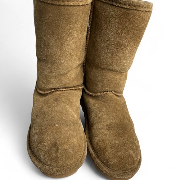 Bearpaw Elle Short Suede Leather Brown Shearling Lined Winter Boots Women's 9 - Picture 6 of 14